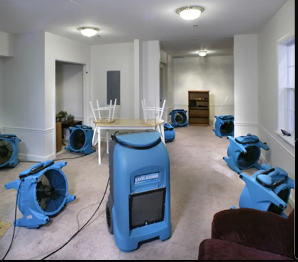 Air movers and dehumidifier setup for Water Damage Restoration in Hailey